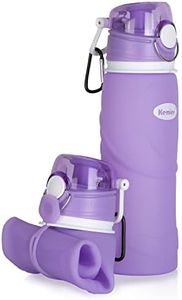 Kemier Botellas de Agua de Silicona Plegables–750ML,Calidad Médica Libre de BPA,Aprobado por FDA.Puede Enrollarse Hasta 26 oz,Botellas de Agua Plegables a Prueba de Fugas Para el Aire Libre y Deportes