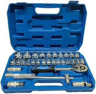 Inditrust 32Pcs 1/2" inch Combinational Ratchet Socket Wrench Spannar Tool Goti Set with Carry Box for Automobiles/Bike/Car Repair Tool Kit 32pc Socket Set (32pc in Blue box)