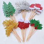 60Pcs Christmas Cupcake Toppers Gli