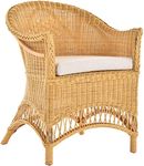 korb.outlet Rattan Chair, Country House Wicker Chair, Natural Rattan Wicker Chair, Wicker Chair, Conservatory, Honey Colour with Padding