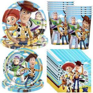 Ksopsdey 50Pcs Toy Story Cumpleaños Vajilla,Toy Story Juego de Vajilla para Fiesta de Cumpleaños,Plato,Servilleta de Papel,Tenedor,Apacidad para 10 Personas