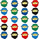 Rcanedny 20 Pieces Kids Ninja Masks Felt Elastic Cartoon Mask for Boys Girls Halloween Costume Party Supplies Ninja Theme Birthday Favors