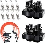 MAS Set of 2 Ignition Coil Pack FD487&8pcs Iridium Spark plugs SP432&Wires set Compatible with Ford Mercury Lincoln Town Car F150 Expedition Crown Victoria 4.6L V8 Replacement for DG530 DG523