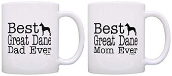 Dog Lover Gift Best Great Dane Mom Dad Ever Accessory Bundle 2 Pack Gift Coffee Mugs Tea Cups White