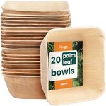 Haago 20 Pack Palm Leaf Bowls 6"/17cm (Square) Natural Disposable Bowls for Party, Wedding, Picnic - Better Than Paper Bowls Disposable Bamboo Bowls Disposable Plastic Bowls. Compostable Bowls