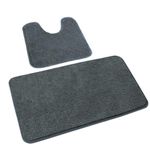 Rururug Bath Mat Sets 2 Piece Washable Microfiber New Point Plastic Non-slip Bottom Bath Rug For Toilet, Bathroom (Grey, 50x80cm+50x40cm)