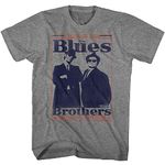 The Blues Brothers 80s Movies The Blues Brothers Chicago 1980 Adult Short Sleeve T-Shirts Vintage Style Graphic Tees, Gray, Large