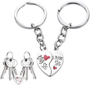 1 Paire Porte-Clés pour sœur, Big Sis Little Sis, Acier inoxydable, avec Pendentif en Forme de Cœur Sister Porte-clés Puzzle Cœur Pendentif Amitié Bijoux pour Famille Fille Cadeau (Argenté)