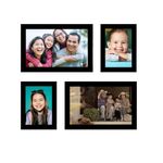 H and N Creations - Customized Photo Frame | Family Unity Collection | Set of 4 Wall-Mounted Midnight Black Wooden Frames | 2 Frames (9.45x13 Inches) + 2 Frames (7.5x9.5 Inches)