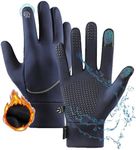 MLKLDOU Thermal Gloves for Men Women,Waterproof Cycling Gloves and Touchscreen Anti Winter Thin Thermal Gloves Touch Screen for Outdoor Driving Biking Running Hiking (Blue, M)