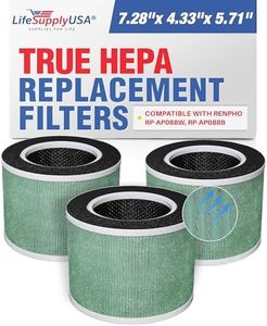 LifeSupplyUSA 4-in-1 True HEPA Air Cleaner Replacement Filter + Pre-Filter + Carbon Filter + Net Compatible with Renpho RP-AP088W, RP-AP088B Air Purifiers (3-Pack)