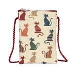 Signare Tapestry Mini Crossbody Phone Bag, Ladies Purse for Phone, Mobile Phone Bag, Phone Purse, Smart Phone Bag in Animal Designs (Cheeky Cat)