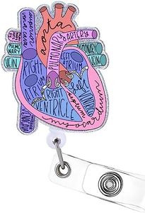 Cardiac Badge Reel Holder Retractable with ID Clip for Nurse Nursing Name Tag Card Heart Anatomy Nursing Student Doctor RN LPN Medical Assistant Work Office Alligator Clip Badge Accessories