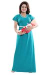 Fabme Women's Hosiery Solid Maxi Nighty (Sea Green_Free Size_NW0163_Sea Green_Free Size)