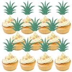 Abeillo 36 Pcs Pineapple Cupcake Toppers, Glitter Summer Hawaiian Cake Decorations, Personalised Happy Birthday Cupcake Toppers, Birthday Cake Topper Picks for Celebrating Birthday Wedding Party