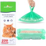 220PCS Litter Box Liner Bags Compatible with LitterMaid/Nature's Miracle Waste Receptacles, Durable, Easy-Tie Handles