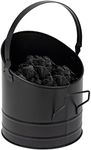 Mind Reader Ash Bucket, 6L (1.5 gal) Capacity, Wood Stove Fireplace Accessories, Metal, 9" L x 9" W x 10.5" H, Large, Black