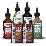 Gusto Foods Chinese Sauces Combo | Red Chilli Sauce 200gm + Green Chilli Sauce 190gm + Soya Sauce 310gm + Chilli Vinegar 170ml + Schezwan & Manchurian Gravy (80 gm each) | Ideal for Chinese Dishes