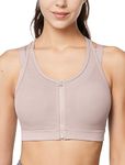 Yvette High Impact Women Sports Bra Front Closure Double Deck Mesh Running Bra for Plus Size for Plus Size, Pastel Pink, 5X-Large Plus