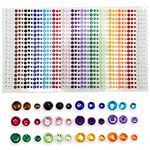 900 Pieces Rhinestone Sticker, 3mm 4mm 5mm Colorful Self-Adhesive Rhinestones Round Crystal Gems Sheet for DIY Crafts Decoration