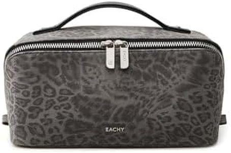 EACHY Travel Makeup Bag for Women, Large Leopard Print Cosmetic Bag with Upgraded Sturdy Zippers, Waterproof Leather Toiletry Organizer Pouch for Skincare Accessories