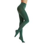 Frola Tights for Women 80 Denier Semi Opaque Solid Color Footed Pantyhose Ladies Tights(S-M,Dark Green)
