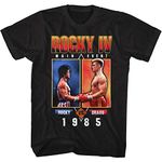 Rocky IV Movie Main Event Rocky VS. Drago 1985 Poster Adult Short Sleeve T-Shirt Graphic Tee, Black, Small