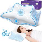 Cooling Neck Support Pillow for Neck and Shoulder, 2 in 1 Bed Pillow Side Sleeper Pillow for Sleeping, Memory Foam Pillows for Back Stomach Sleepers, Cool Stomach Sleeping Pillows