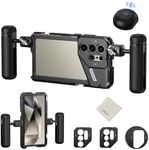 NEEWER PA042 S24 Ultra Phone Cage Video Rig Stabilizer with PA045S Quick Release Side Handle, PA045E Bluetooth Shutter Handle, 67mm Filter Adapter, 17mm Lens Backplate, T Mount Lens Adapter, Wipe