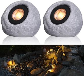 LEONLITE 5CCT LED Rock Lights Outdoor, 5W Low Voltage Landscape Spot Light for Garden, Yard, Decorative Stone Light, 12-24V AC/DC, CRI90, 200lm, IP65 Waterproof, Round, Light Gray, Pack of 2