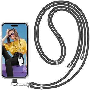 SS Cell Phone Lanyard, Crossbody Phone Lanyard with Adjustable Detachable Neckstrap and Phone Tether, Phone Strap Compatible with All Smartphones-Black