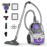 Aspiron Canister Vacuum, Upgraded 1600W Bagless Canister Vacuum Cleaner, Auto Cord Rewind, H13 HEPA Filter, 4Qt Large Capacity, 5 Tools for Hard Floors, Carpet, Pet, Upholstery, Tiles, Car, Lavender