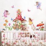 Runtoo Fairy Mushroom Wall Decals Butterfly Elf Wall Art Stickers for Girls Bedroom Kids Nursery Home Decor