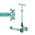 Globber Primo Foldable Scooter with Light Up Wheels for Children 3 Years Plus - 2 Year Warranty (Mint)