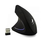 Left-Handed Mouse,2.4G Wireless Vertical Ergonomic Optical Mouse Portable Office Gaming Cordless Mice with USB Receiver for PC Laptop Computer Desktop,800/1200/1600DPI 6 Buttons,Breathing LED Light