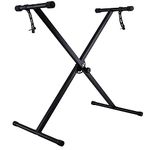 Crystals Foldable Electronic Keyboard Piano Stool and Stand Double/Single Braced X Frame Stand - Black (Single Braced X Frame Stand)