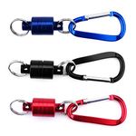 3Pcs Magnetic Net Release Holder Fly Fishing Net Release Net Holder Carabiner Tackle Magneto Keeper Magnet Landing Net Release Clip Keychain Hook Connector (Red)