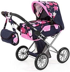 Bayer Design 13669AA, Cochecito de muñecas City Star, Ajustable, Plegable, transformable, 3 a 6 años, Rosa, Azul, Estrellas