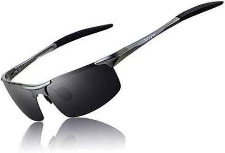RONSOU Men Sport Al-Mg Polarized Sunglasses Unbreakable for Driving Cycling Fishing Golf gray frame/gray lens