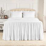 Mellanni Single-Tier Bedspread Queen Size Set - 3-Pieces: Ruffle Queen Bedspread & 2 Shams - 30" Drop Ruffle Bedskirt for Total Coverage - Ultra-Soft Bedding (Queen, White)