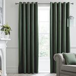 Laurence Llewelyn-Bowen Montrose Blackout, W66 x L72 (168 x 183cm), Velvet Living Room & Bedroom, Dark Thermal/Eyelet Curtains, Polyester, Olive Green