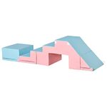 HOMCOM Soft Play Set, 2 Piece Baby Foam Blocks Climb and Crawl Activity Toys, Toddler Soft Play Equipment for 1-3 Years, Pink Blue