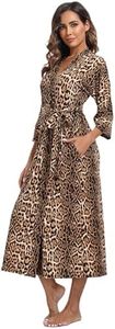 MissNina Women's Soft Robes Long Bath Robes Full Length Kimonos Sleepwear Dressing Gown,Solid Color, Leopard Print 1, X-Large