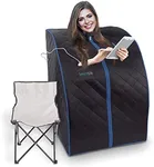 SereneLife Portable Sauna for Home, Infrared Sauna Tent with Heated Foot Pad and Folding Chair, Compact Personal Detox Sauna, Remote Control In-Home Spa, 40" x 33" - inch (Black)