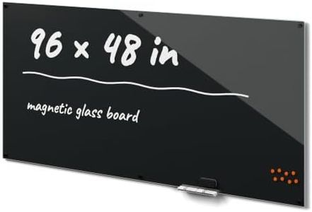 Magnetic Glass Dry Erase Board, 96 x 48 in, Obsidian Black