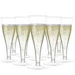 100 Plastic Champagne Flutes Disposable | Clear Plastic Champagne Glasses for Parties | Plastic Toasting Glasses | Mimosa Glasses | Wedding Party Bulk Pack | New Years Eve Party Supplies 2023