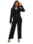 GRECIILOOKS Lycra Casual Standard Length Stylish | Textured Travel for Women | Full Sleeve Co-ord Set (GL-W1912&TR941_Black_L)