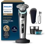 Philips Norelco Shaver i9000 Prestige, Wet & Dry Electric Shaver, Dark Slate Nova, SenseIQ Technology, Triple Lift & Cut System, 360 Rotating Dual SteelPrecision Blades, Charging Stand, XP9204/85