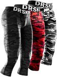 DRSKIN 4, 3 or 1 Pack Men’s 3/4 Compression Pants Tights Leggings Shorts Sports Athletic Baselayer Running Workout Active, Line (Mbb809+mgy810+mre811) 3pack, Large