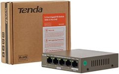 Tenda PoE Powered Switch, 5-Port Gigabit PoE Switch Without Power Adapter, up to 15 W for Each PoE Port and 30 W for All PoE Ports, PoE Extender for IP Camera and Access Point (TEG1105PD)